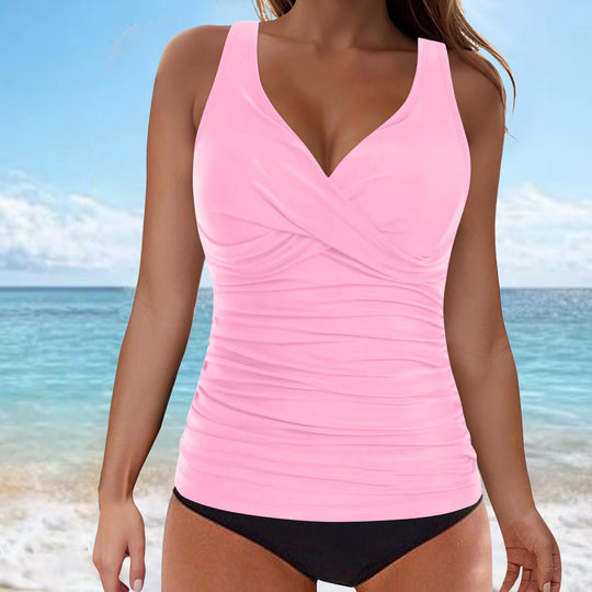 Damen Wickel-Tankini-Oberteil mit figurbetonendem Schnitt EB