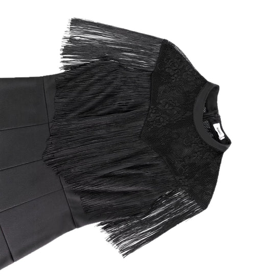 Damen Eleganter Jumpsuit mit schickem Fransen und Spitzenakzenten EB