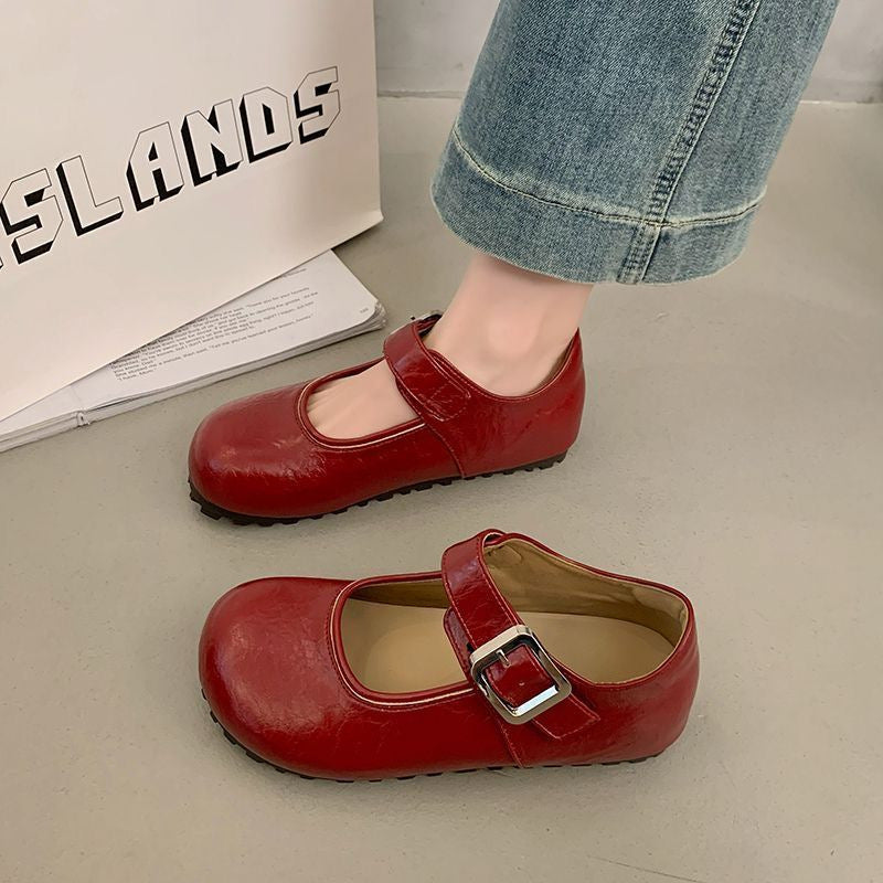 Damen Mary Jane Ballerinas mit modischem Riemen und rutschfester Sohle EB