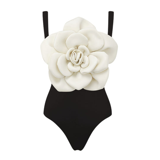 Damen Badeanzug mit floralem Volumen und passendem Wickelrock EB