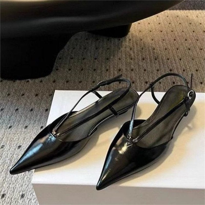 Damen spitze Slingback Pumps aus feinem Leder EB