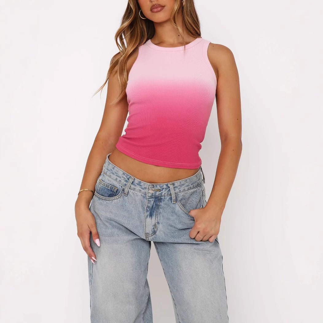 Damen Fitness-Tanktop mit modernem Farbverlauf und figurbetontem Schnitt EB