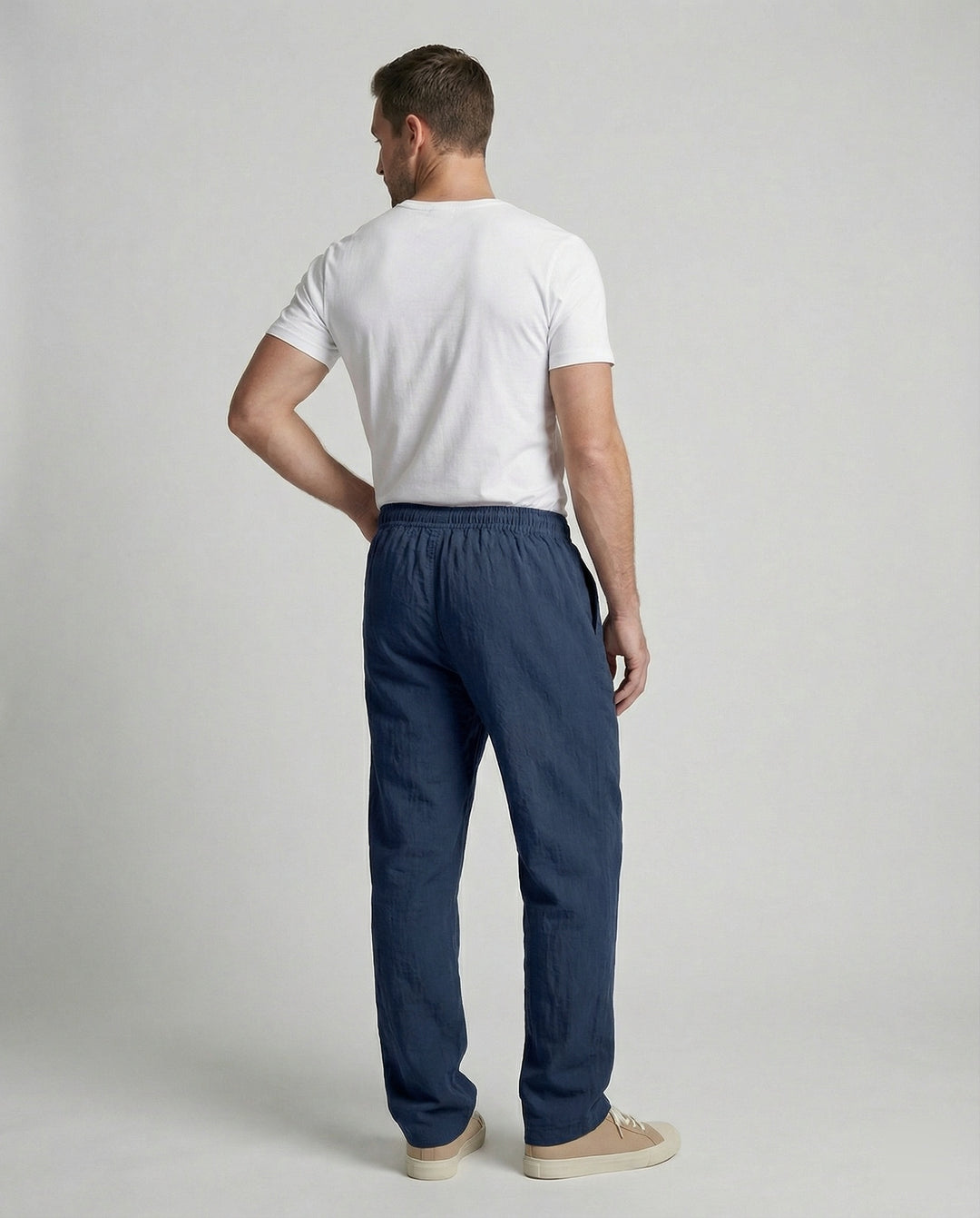 Herren Bequeme Freizeithose mit elastischem Bund und USA-Flaggenapplikation EB