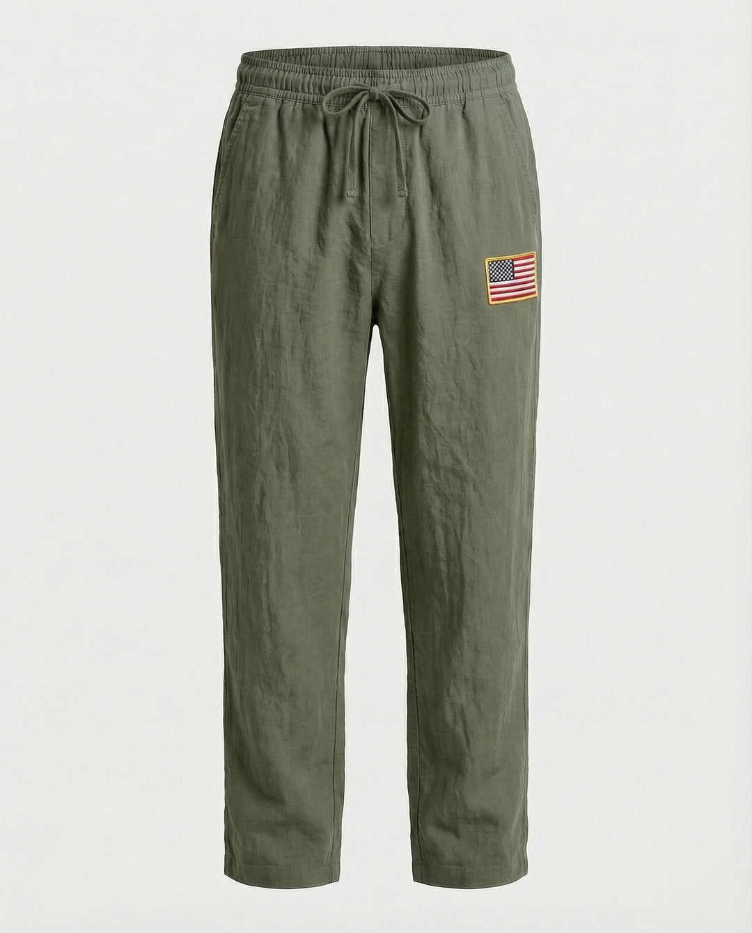 Herren Bequeme Freizeithose mit elastischem Bund und USA-Flaggenapplikation EB
