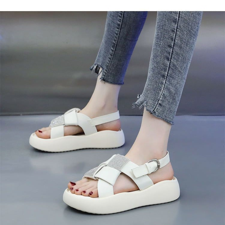 Damen Komfortable Sandalen mit modischen Strass-Akzenten EB