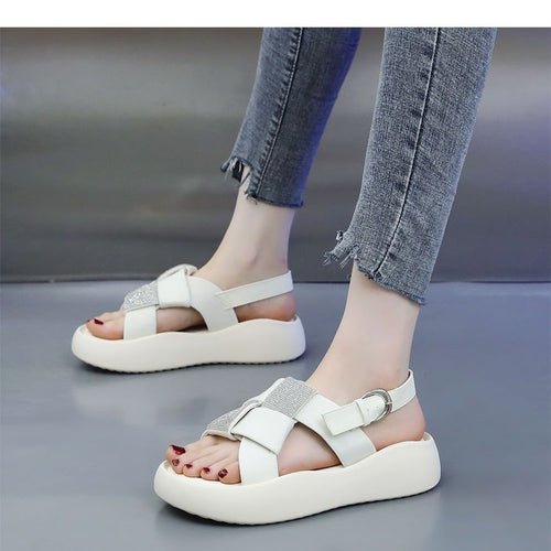 Damen Komfortable Sandalen mit modischen Strass-Akzenten EB