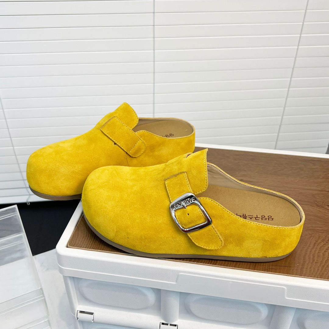 Damen Bequeme Wildleder-Clogs mit verstellbarem Riemen und ergonomischem Fußbett EB