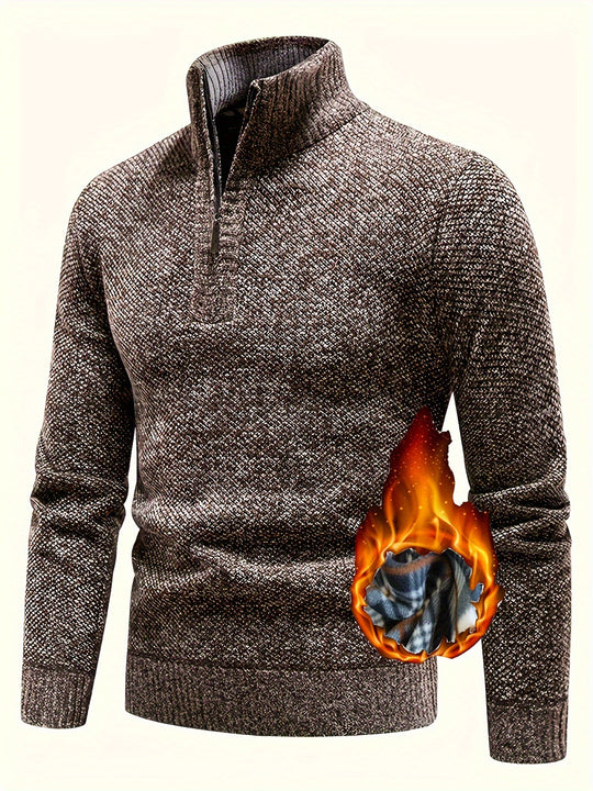 Herren Thermo-Strickpullover mit Stehkragen und Halbzip EB