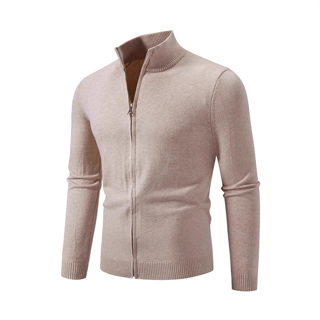 Herren modischer Strickpullover mit hohem Kragen und Reißverschluss EB