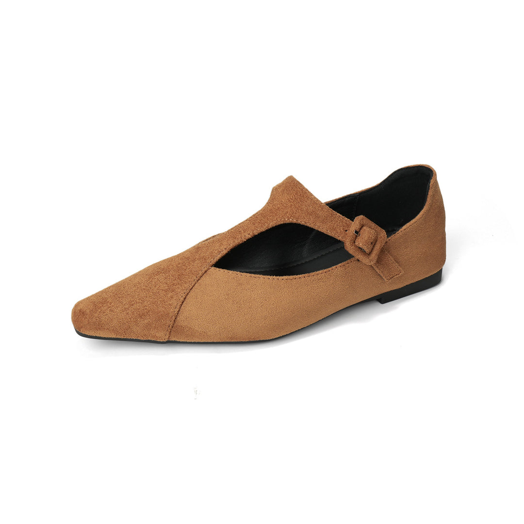 Damen spitze Ballerinas mit modischem Riemenverschluss EB