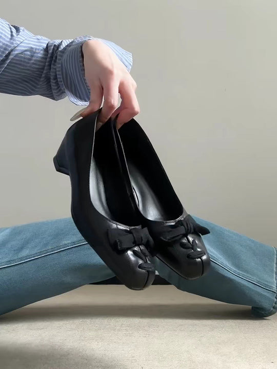 Damen elegante Ballerinas mit hochwertiger Schleifenapplikation EB