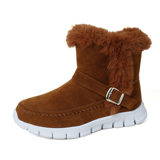 Damen Winterstiefel mit kuscheligem Kunstfell und modischem Riemen EB