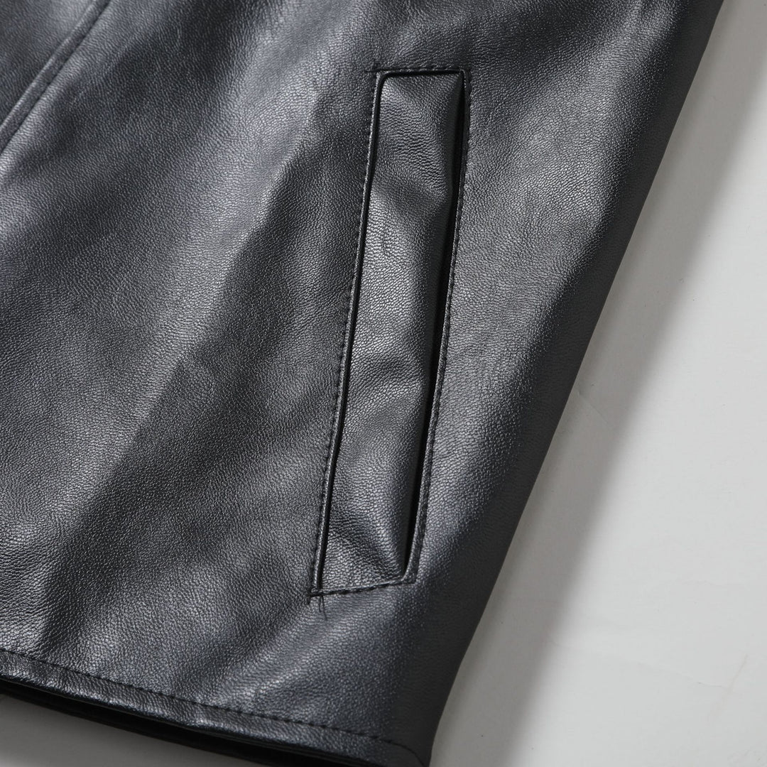 Herren lässige Bikerjacke aus hochwertigem mit asymmetrischem Reißverschluss EB
