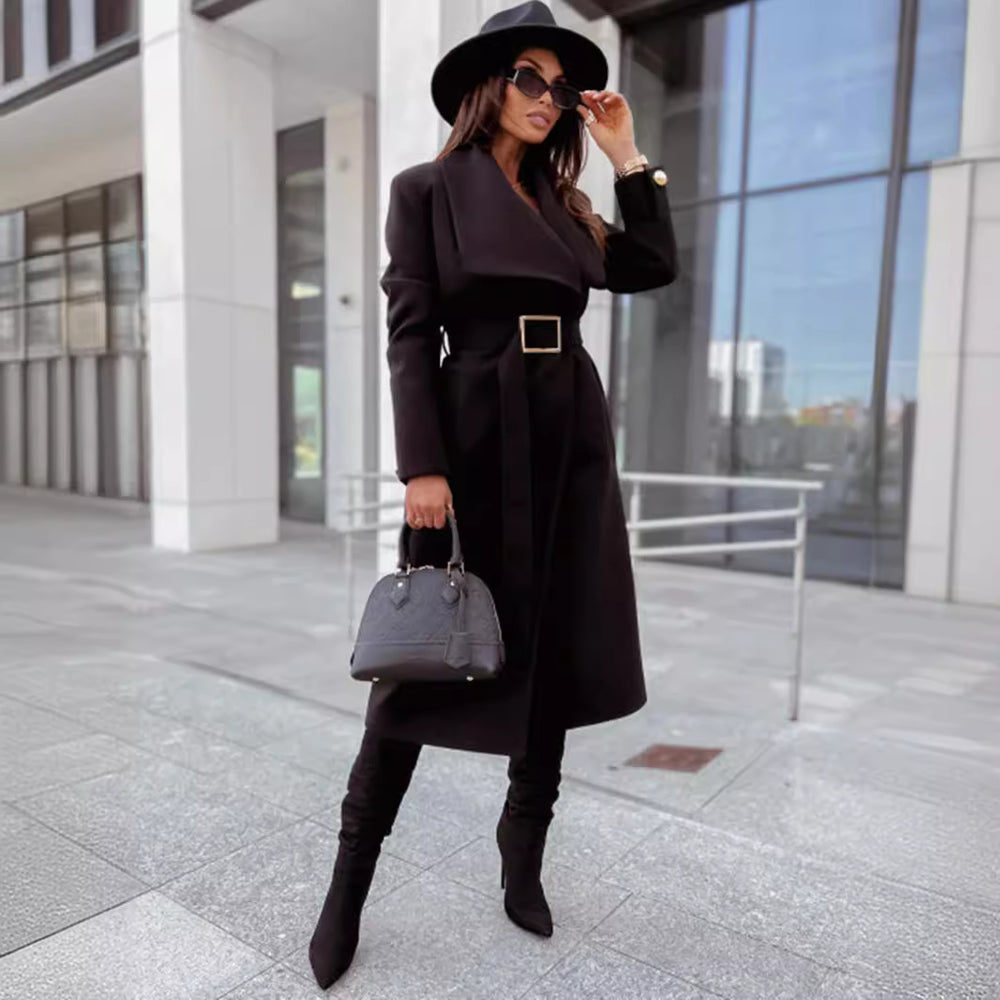 Damen eleganter Trenchcoat mit Gürtel und hochwertiger Verarbeitung EB