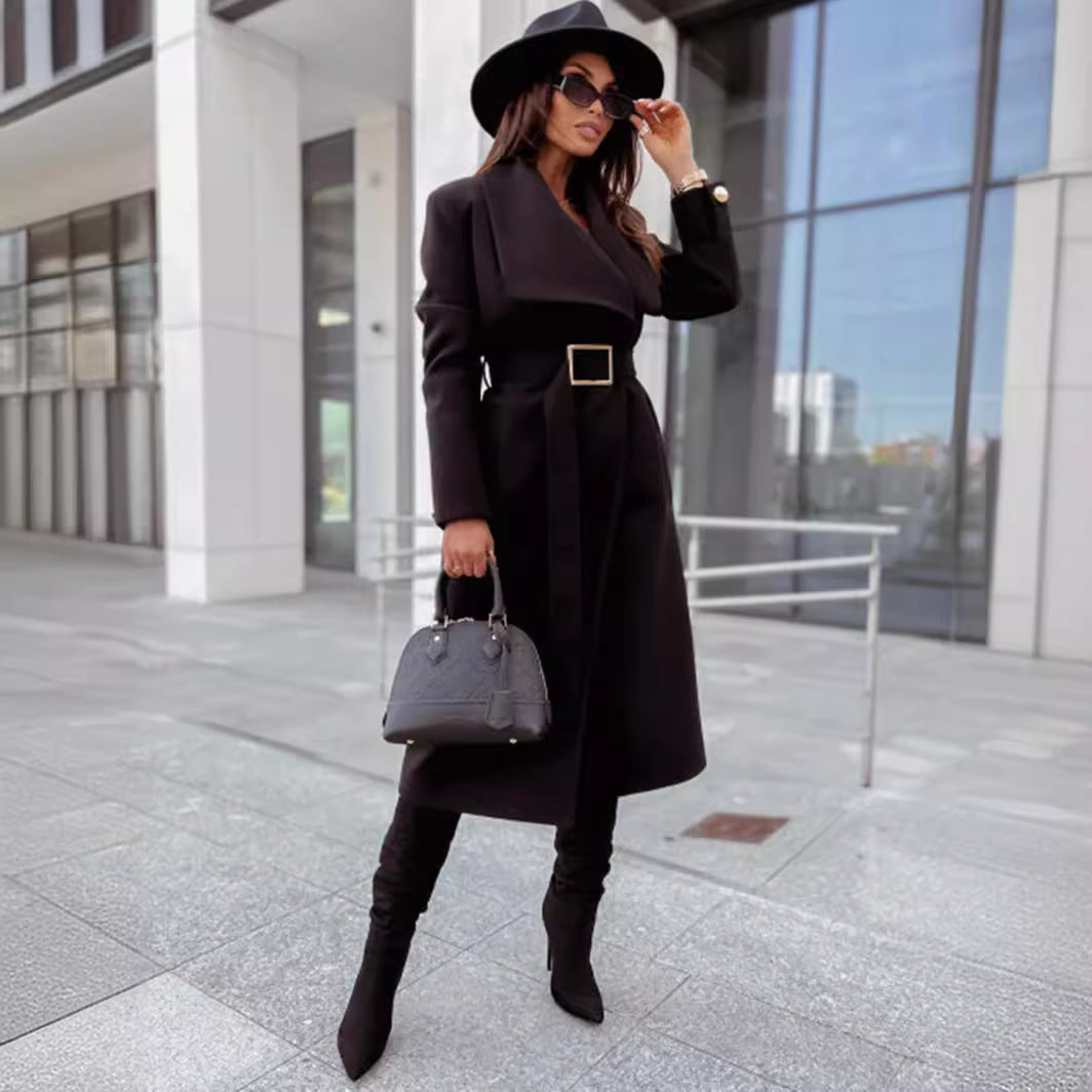 Damen eleganter Trenchcoat mit Gürtel und hochwertiger Verarbeitung EB