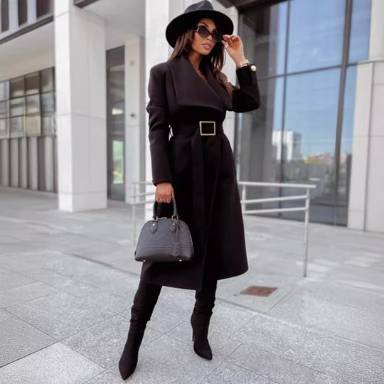 Damen eleganter Trenchcoat mit Gürtel und hochwertiger Verarbeitung EB