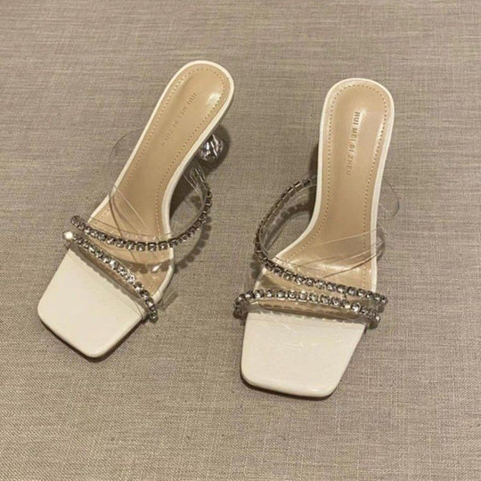 Damen Glamouröse transparente Slipper EB