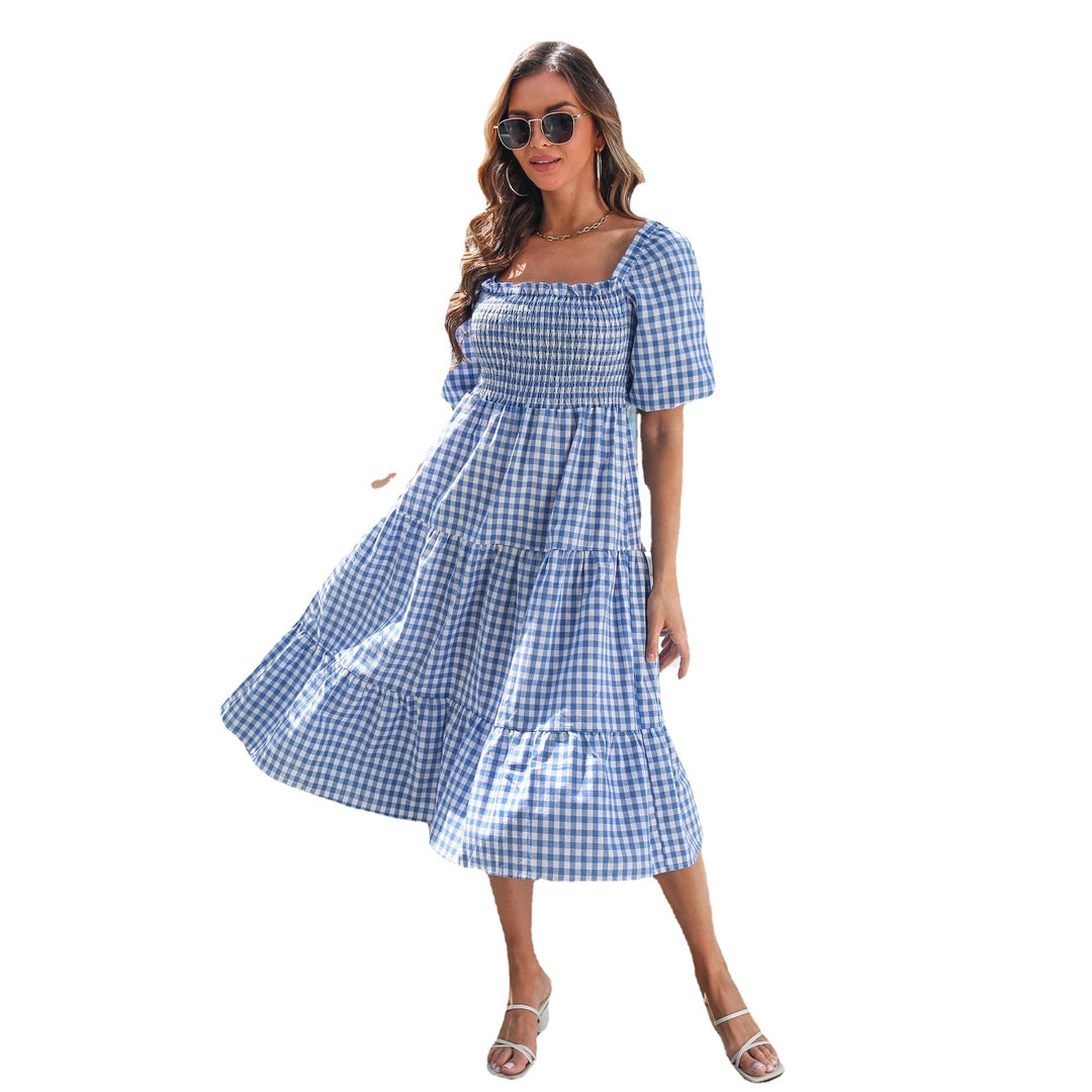 Damen Maxi-Kleid mit Karomuster EB