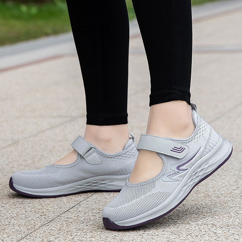 Damen Sportliche Slip-On Sneakers mit verstellbarem Klettverschluss EB
