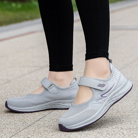 Damen Sportliche Slip-On Sneakers mit verstellbarem Klettverschluss EB