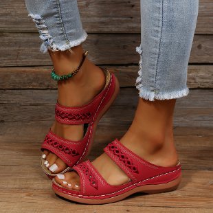 Damen komfortable Riemensandalen mit dekorativem Cut-Out Design EB