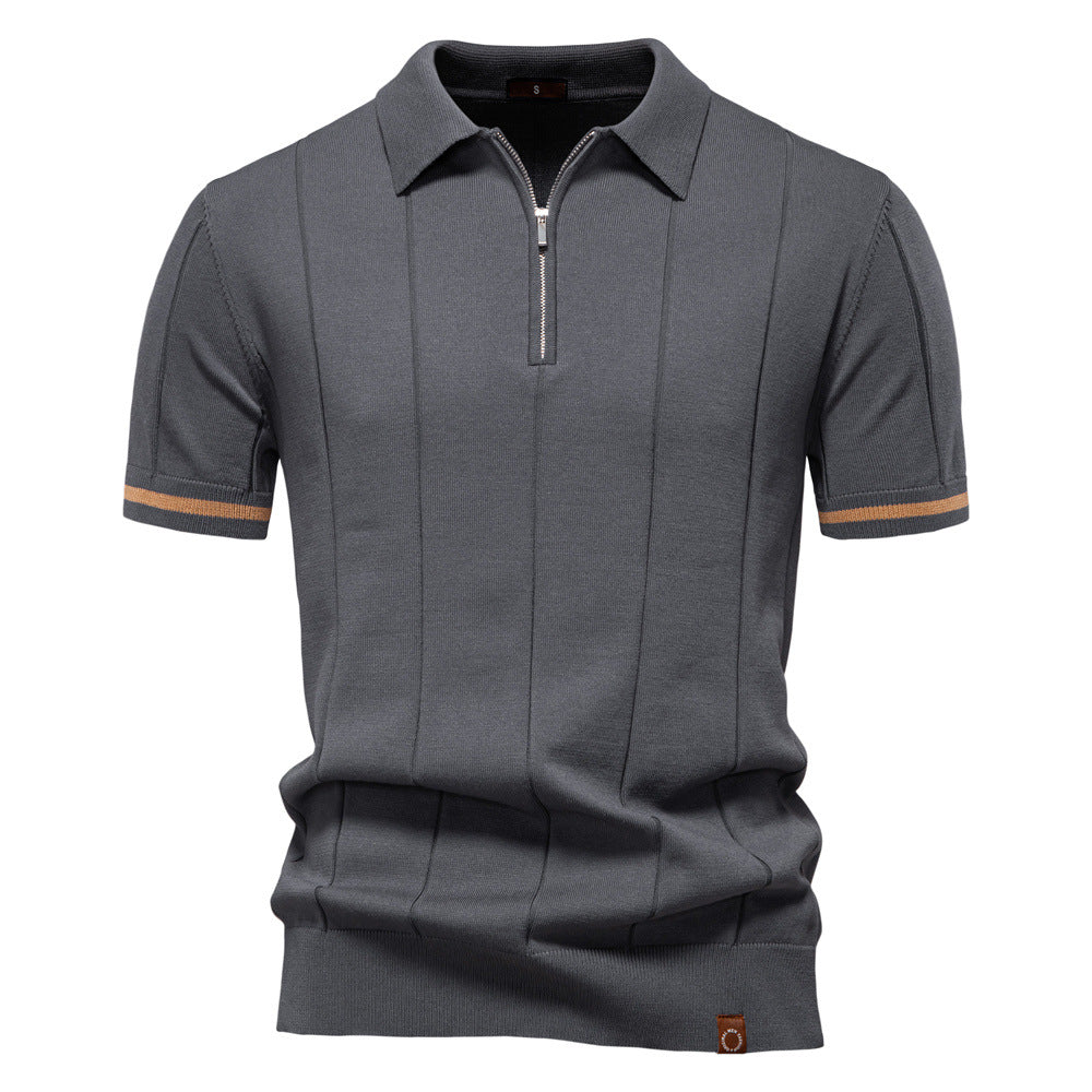Herren Polohemd mit kurzer Knopfleiste und strukturiertem Design EB