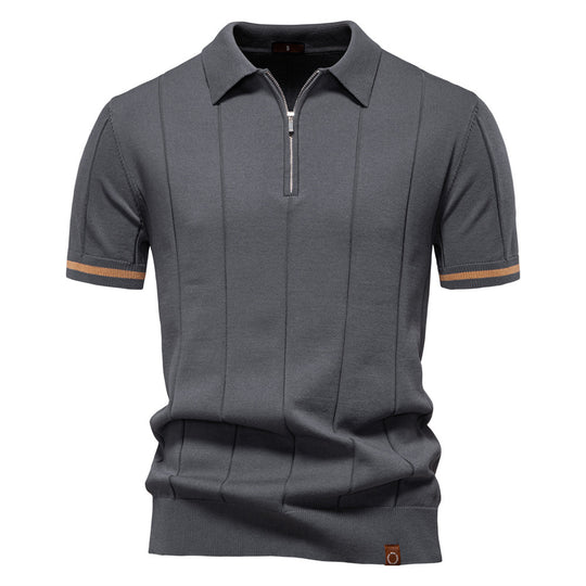 Herren Polohemd mit kurzer Knopfleiste und strukturiertem Design EB