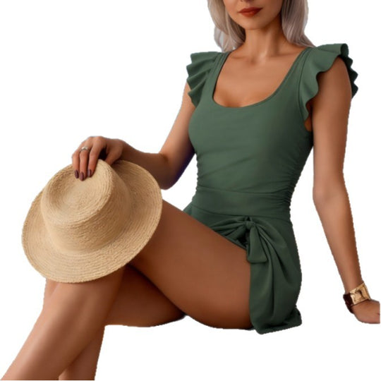 Damen Badeanzug mit schickem Rock und Rüschendetails EB