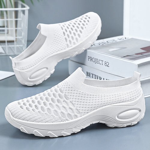 Damen Atmungsaktive Slip-On Laufschuhe mit elastischer Netzstruktur EB