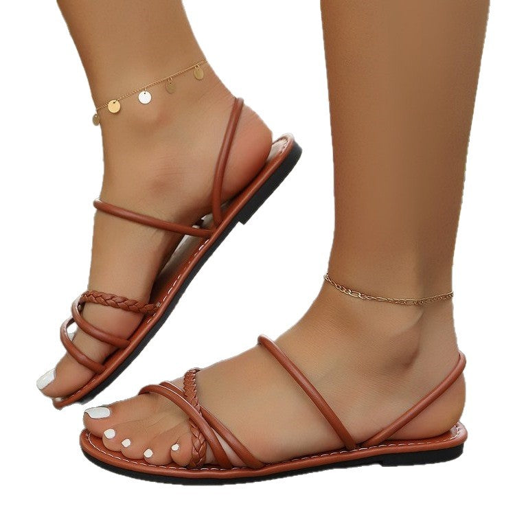 Damen elegante Strandsandalen mit verstellbaren Riemen EB