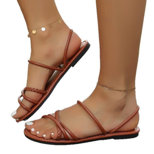 Damen elegante Strandsandalen mit verstellbaren Riemen EB