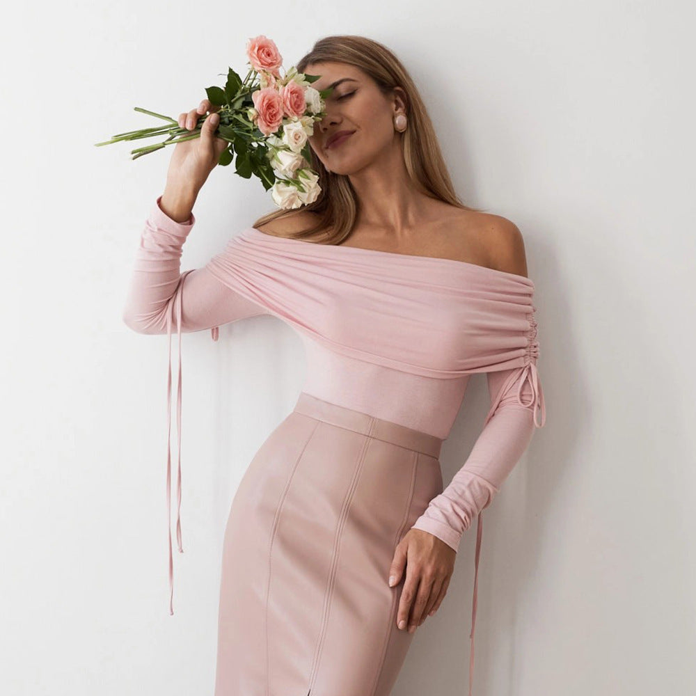 Damen Off-Shoulder Oberteil mit eleganter Raffung EB