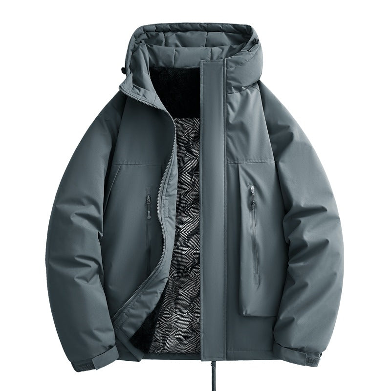 Herren wasserabweisende gefütterte Winterjacke mit Kapuze und weichem Fleece-Innenfutter EB