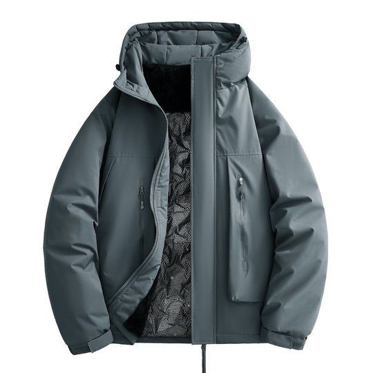 Herren wasserabweisende gefütterte Winterjacke mit Kapuze und weichem Fleece-Innenfutter EB