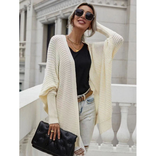 Damen luftige Strickjacke mit offenes Design und feiner Maschenstruktur EB