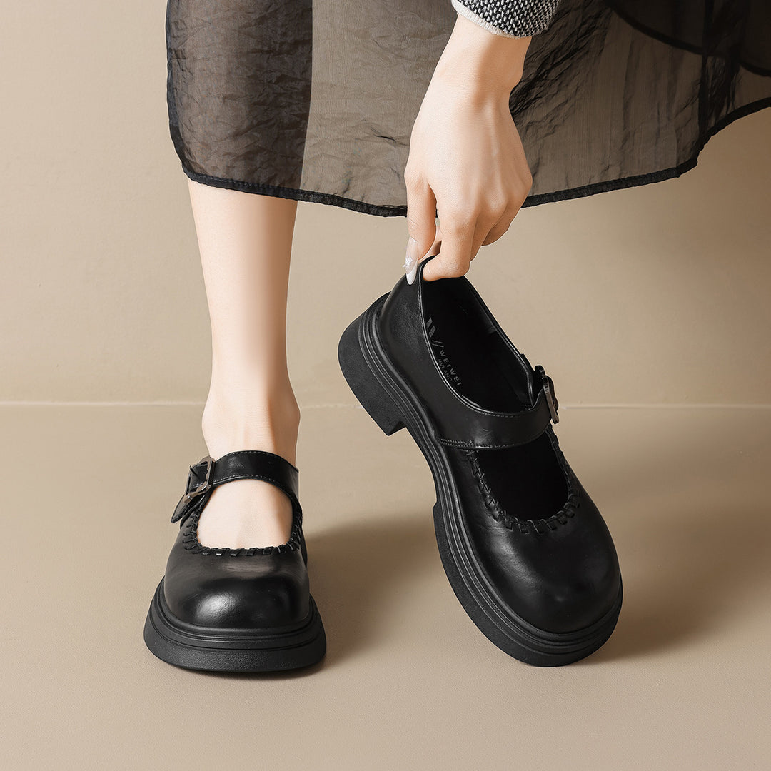 Damen modische Mary-Jane Schuhe mit dekorativem Schnallenverschluss EB