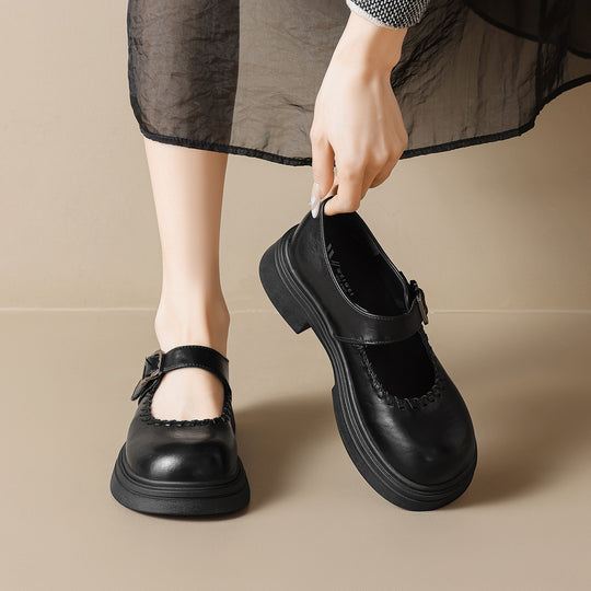 Damen modische Mary-Jane Schuhe mit dekorativem Schnallenverschluss EB
