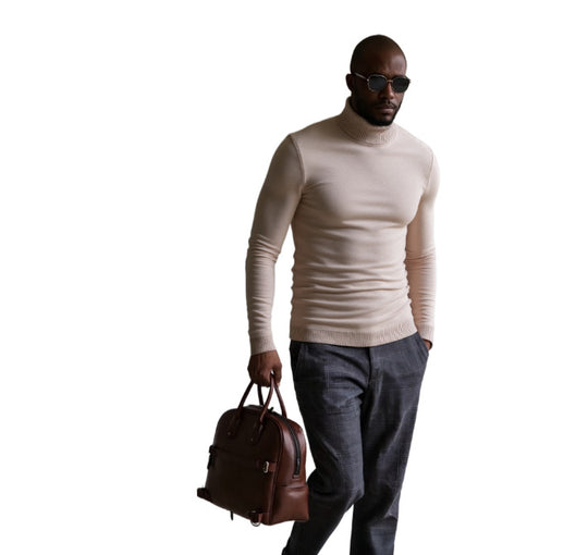 Herren rollkragen pullover mit feiner Struktur EB
