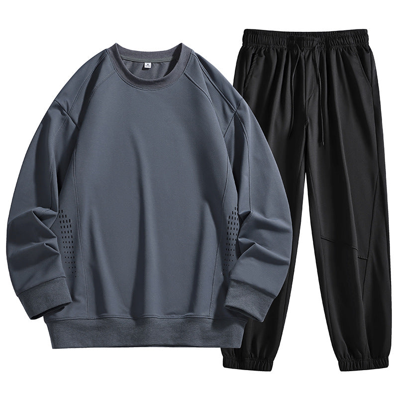 Herren sportliches Freizeit-Trainingsset aus atmungsaktivem Funktionsstoff mit Rundhalsausschnitt und elastischer Bund- und Knöchelsaum EB