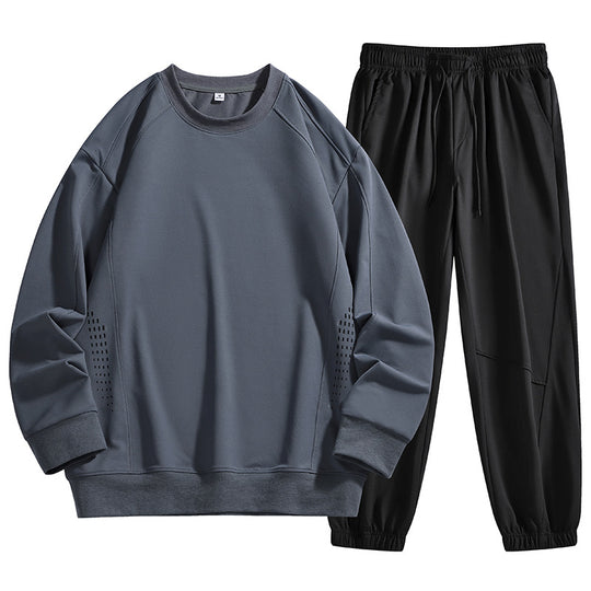 Herren sportliches Freizeit-Trainingsset aus atmungsaktivem Funktionsstoff mit Rundhalsausschnitt und elastischer Bund- und Knöchelsaum EB