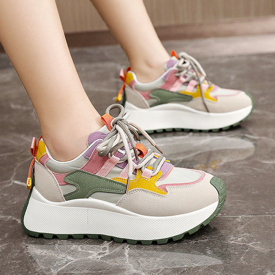 Damen Sportliche Chunky Sneakers mit verspieltem Farbdesign EB