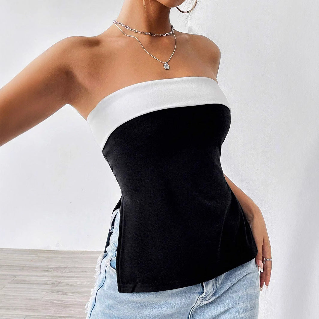 Damen Bandeau-Top mit eleganten Farbblockdesign EB