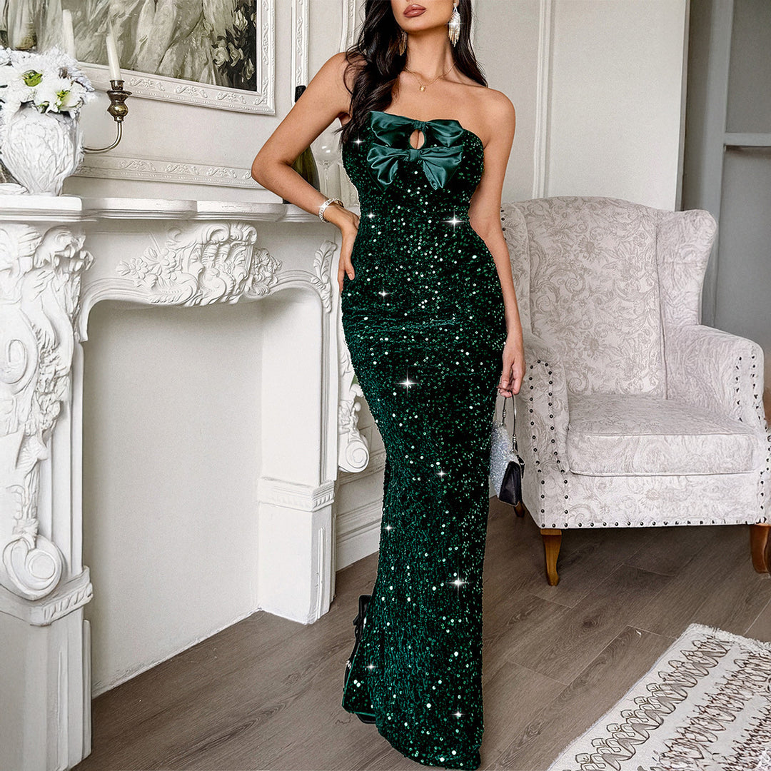 Damen Glamouröses Abendkleid mit funkelnden Pailletten EB