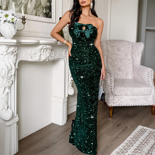 Damen Glamouröses Abendkleid mit funkelnden Pailletten EB