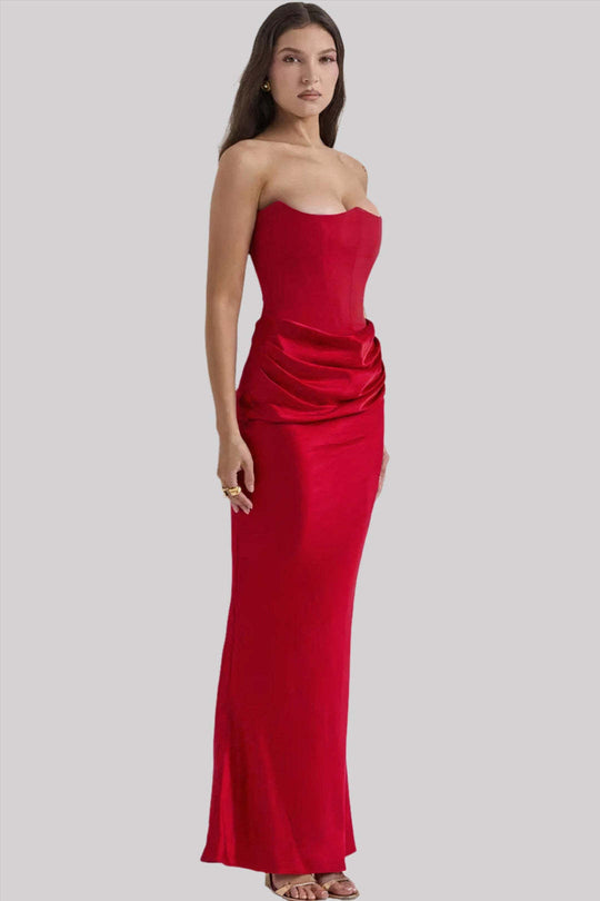 Damen Elegantes Abendkleid mit tiefem Dekolleté und drapierten Details EB