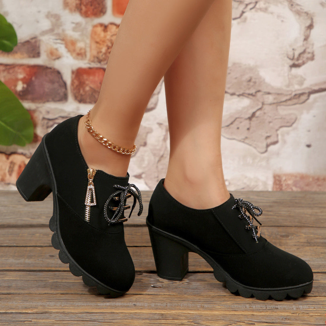 Damen Trendige Chelsea-Boots mit glattem Obermaterial und dekorativem Reißverschluss EB