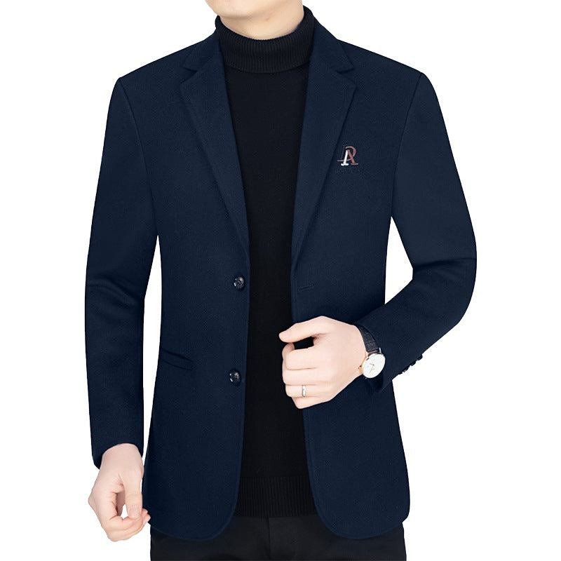 Herren Slim-Fit Wollmix-Sakko mit Revers und Brustlogo EB
