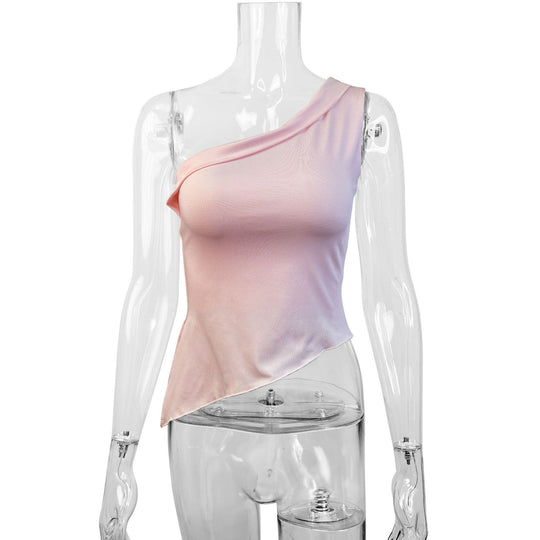 Damen asymmetrisches Top mit schulterfreiem Design und eleganter Drapierung EB