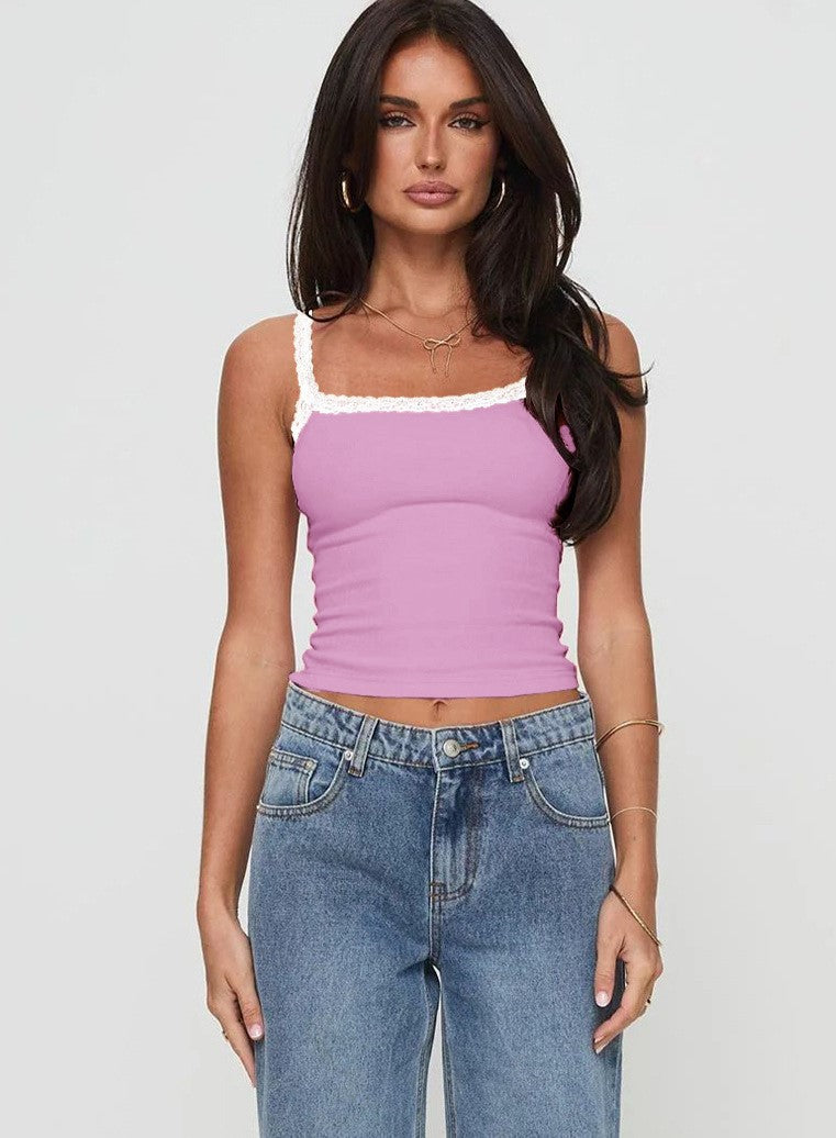 Damen Top mit Spitzenakzenten EB
