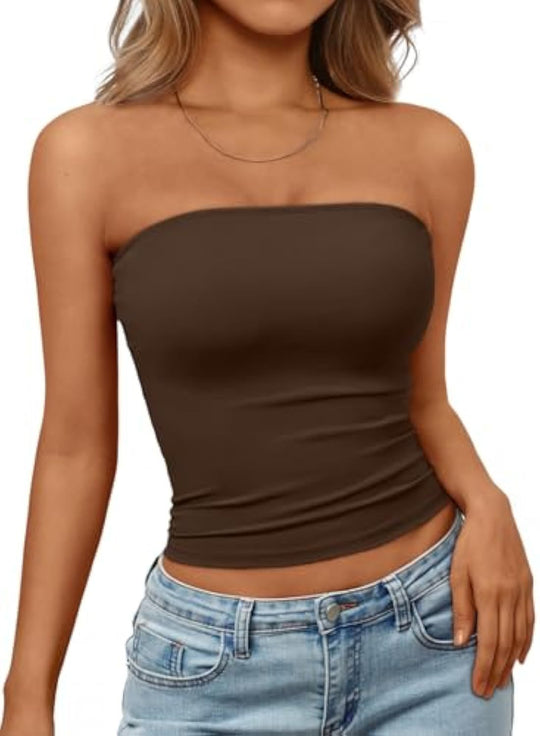 Damen Bandeau-Oberteil aus elastischem Material mit figurbetontem Schnitt EB